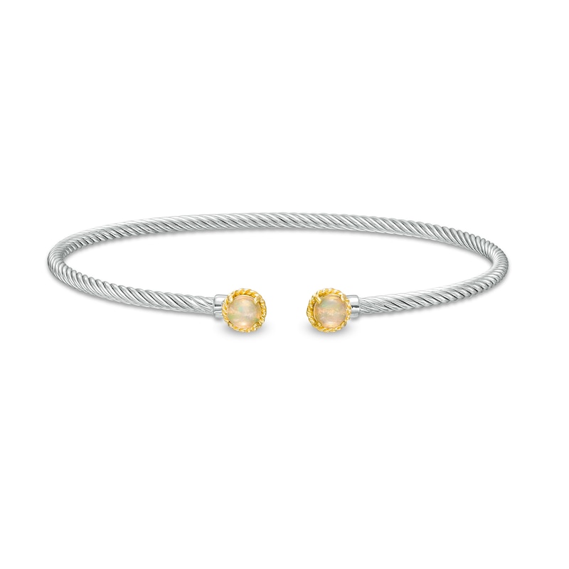 Main Image 1 of 5.0mm Opal Duo Rope Bangle in Sterling Silver and 10K Gold