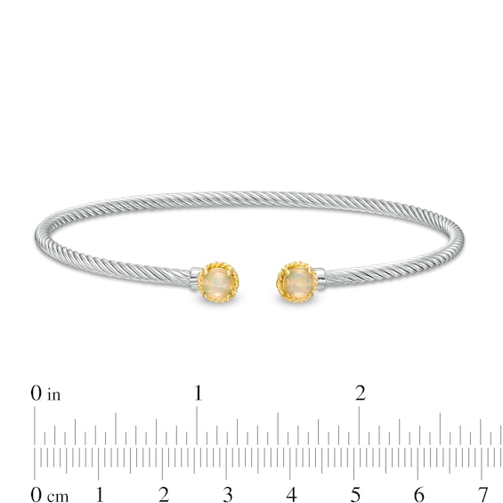 5.0mm Opal Duo Rope Bangle in Sterling Silver and 10K Gold