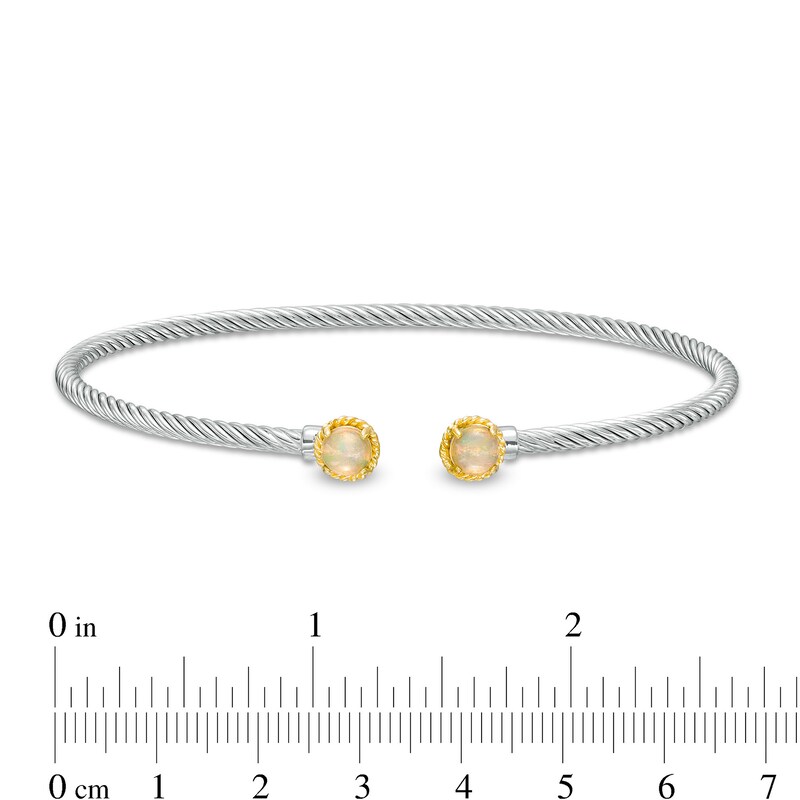 Main Image 3 of 5.0mm Opal Duo Rope Bangle in Sterling Silver and 10K Gold