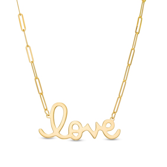 Cursive "love" Necklace in 10K Gold