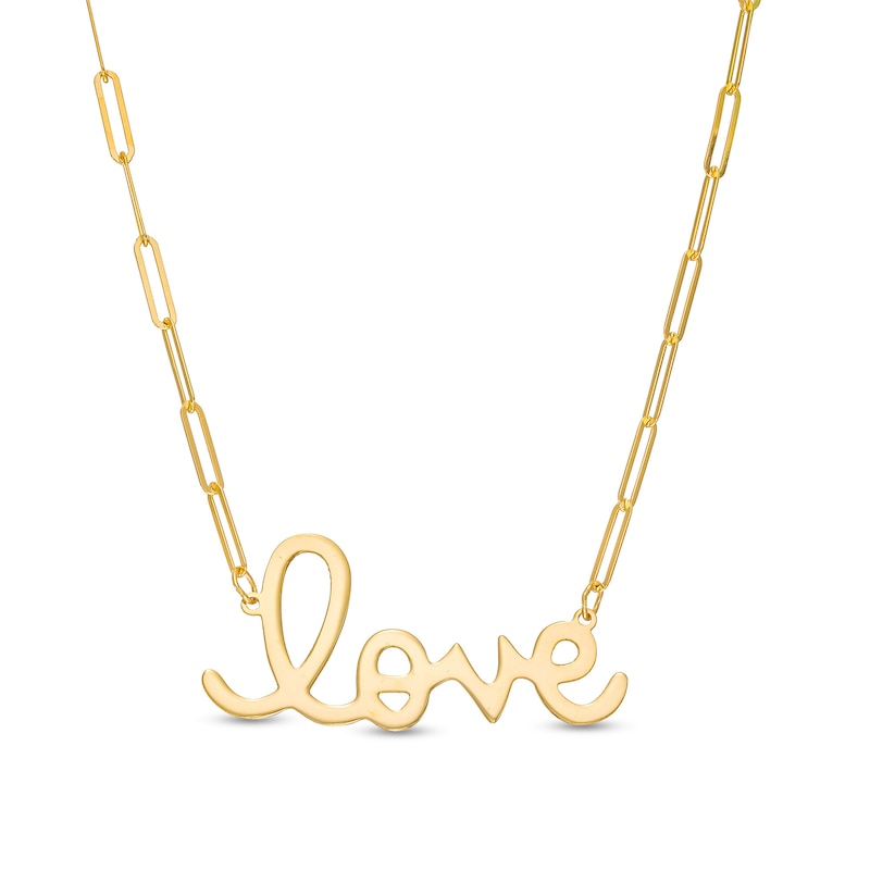 Cursive "love" Necklace in 10K Gold