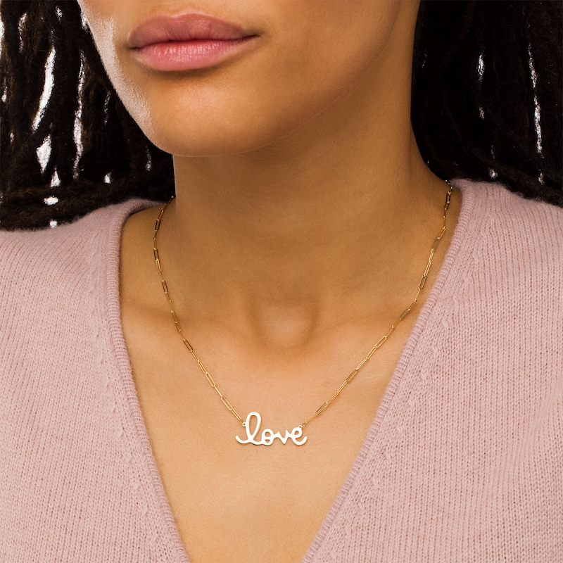 Cursive "love" Necklace in 10K Gold