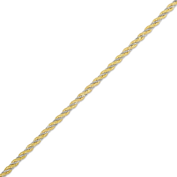 2.43mm Cashmere Rope Chain Bracelet in Hollow 10K Two-Tone Gold - 7.25"