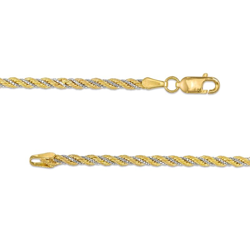 2.43mm Cashmere Rope Chain Bracelet in Hollow 10K Two-Tone Gold - 7.25"