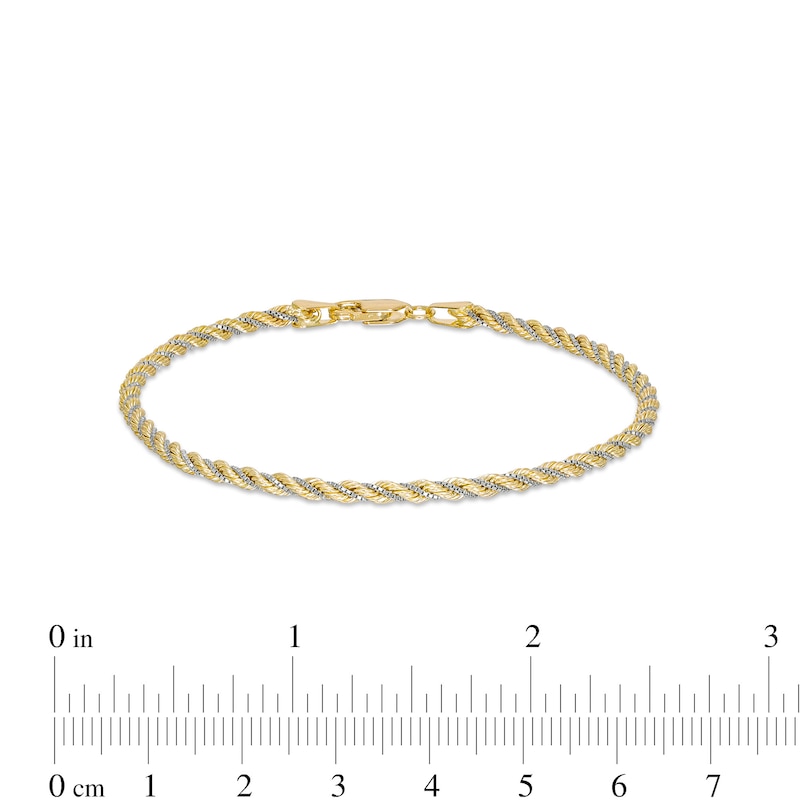 2.43mm Cashmere Rope Chain Bracelet in Hollow 10K Two-Tone Gold - 7.25"