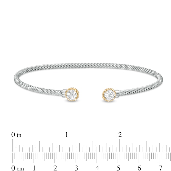 5.0mm White Topaz Duo Rope Bangle in Sterling Silver and 10K Gold