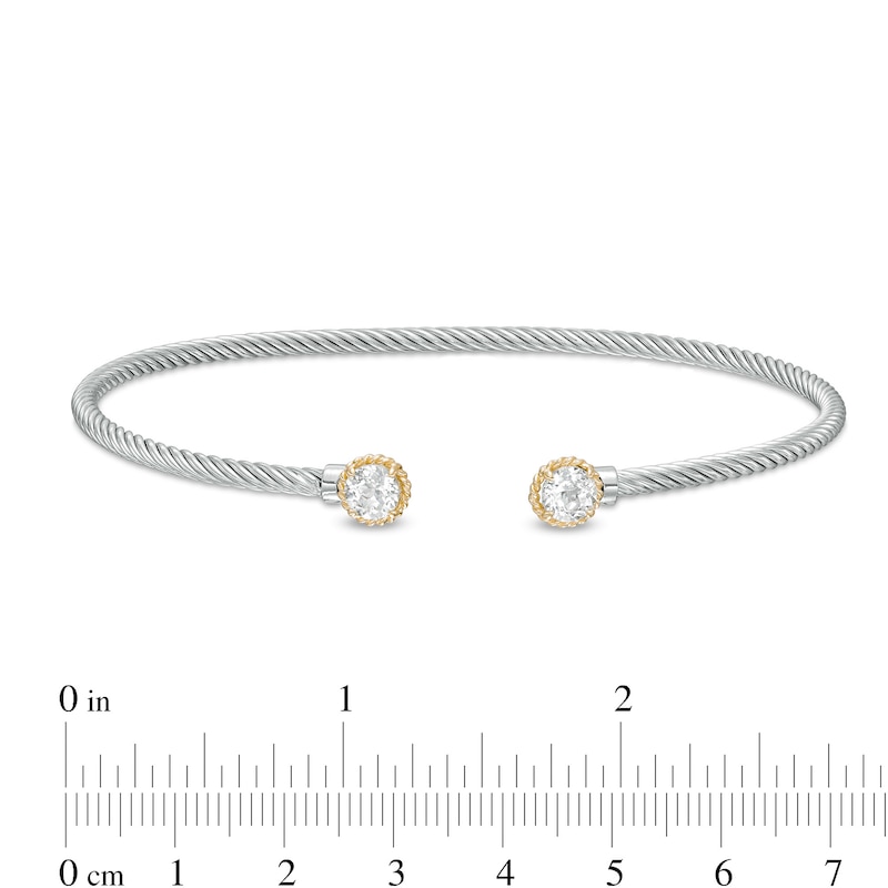 Main Image 3 of 5.0mm White Topaz Duo Rope Bangle in Sterling Silver and 10K Gold