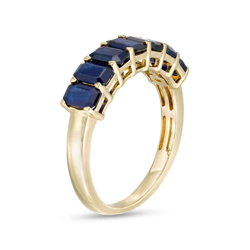 Main Image 3 of Octagon Blue Sapphire Seven Stone Band in 10K Gold