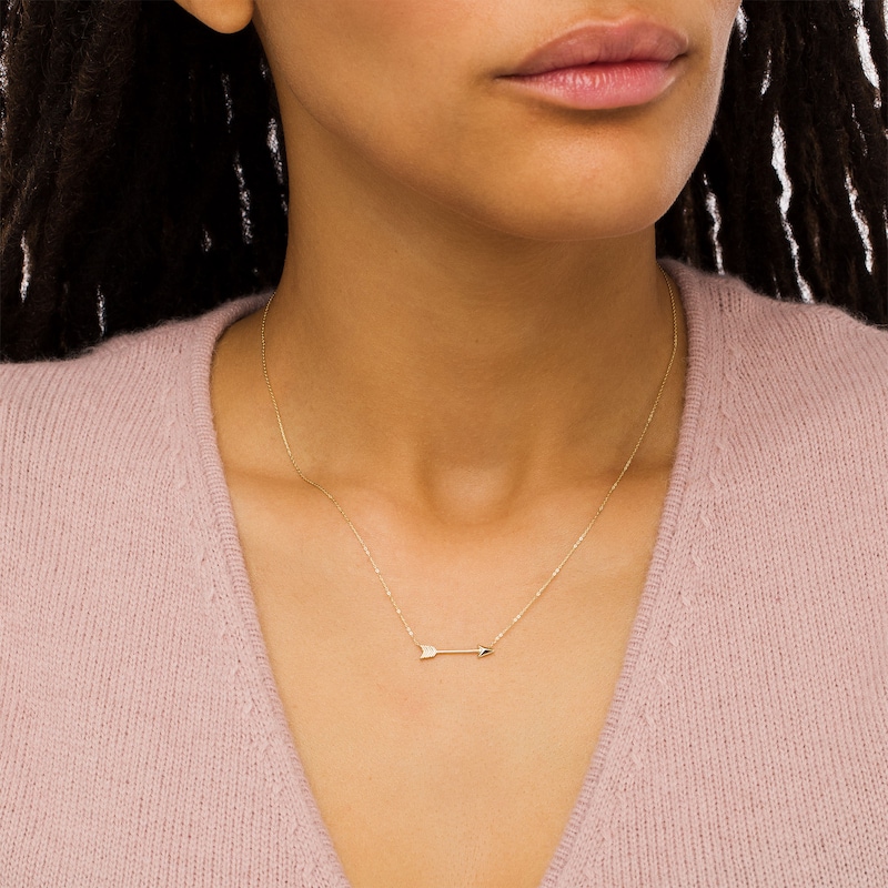 Main Image 2 of Arrow Necklace in 14K Gold - 17"