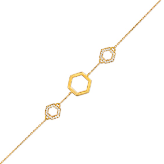 1/5 CT. T.w. Diamond Hexagon Station Bracelet in 10K Gold