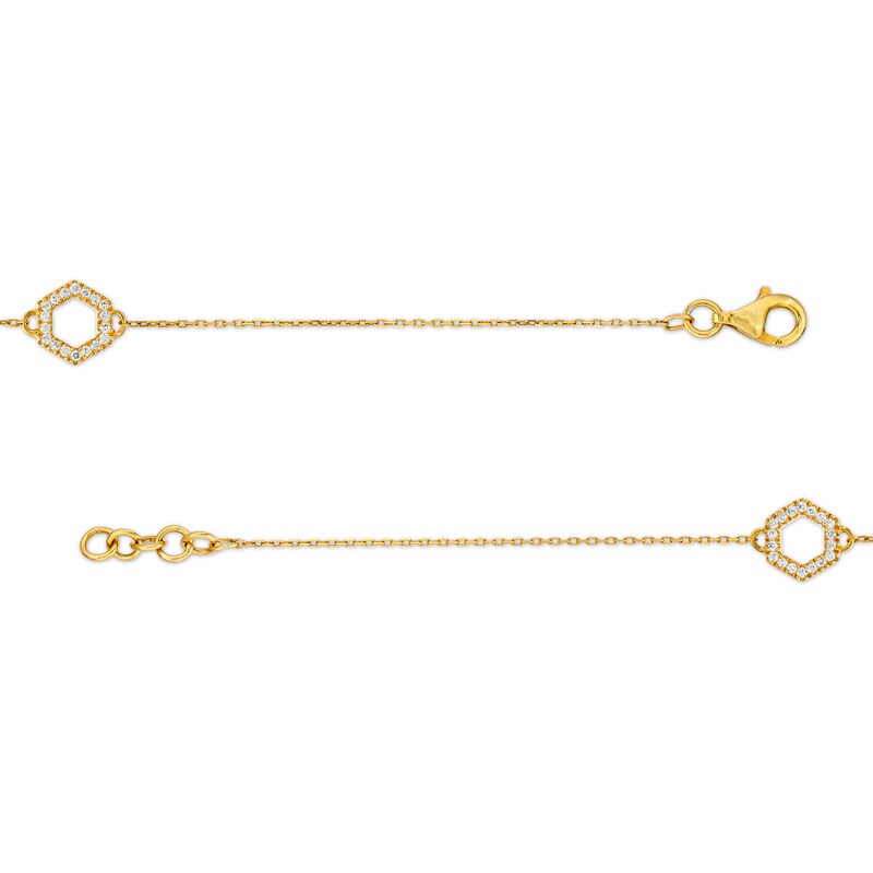 Main Image 3 of 1/5 CT. T.W. Diamond Hexagon Station Bracelet in 10K Gold