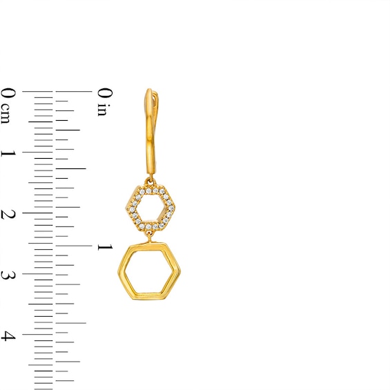 1/8 CT. T.w. Diamond Hexagon Drop Earrings in 10K Gold