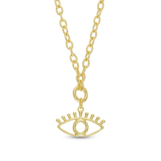 Evil Eye Outline Dangle Necklace in 10K Gold