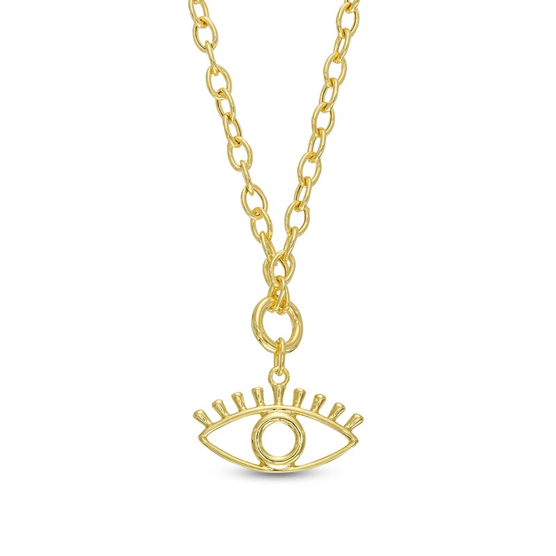 Main Image 1 of Evil Eye Outline Dangle Necklace in 10K Gold