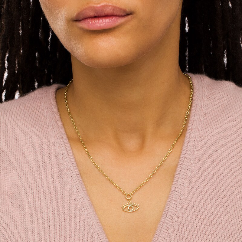 Main Image 2 of Evil Eye Outline Dangle Necklace in 10K Gold