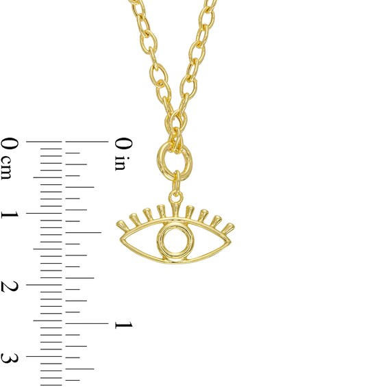 Evil Eye Outline Dangle Necklace in 10K Gold