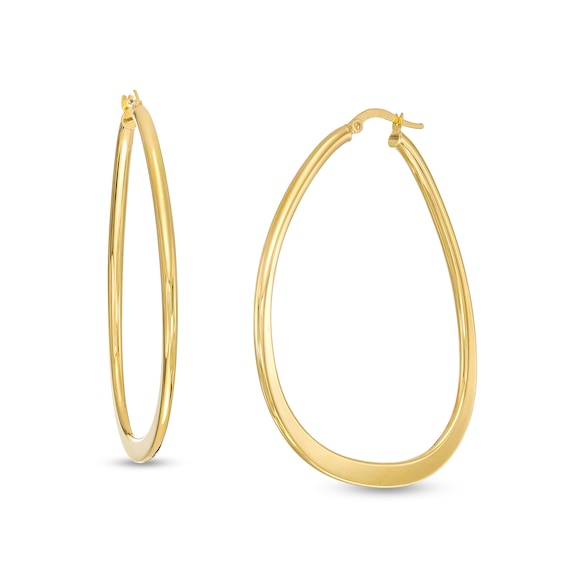 Made in Italy 50.0mm Abstract Tube Hoop Earrings in 14K Gold