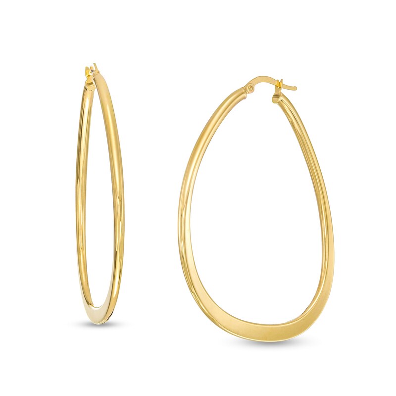 Main Image 1 of Made in Italy 50.0mm Abstract Tube Hoop Earrings in 14K Gold
