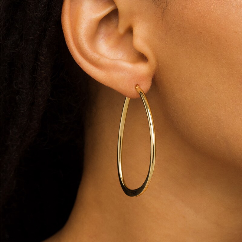 Main Image 2 of Made in Italy 50.0mm Abstract Tube Hoop Earrings in 14K Gold