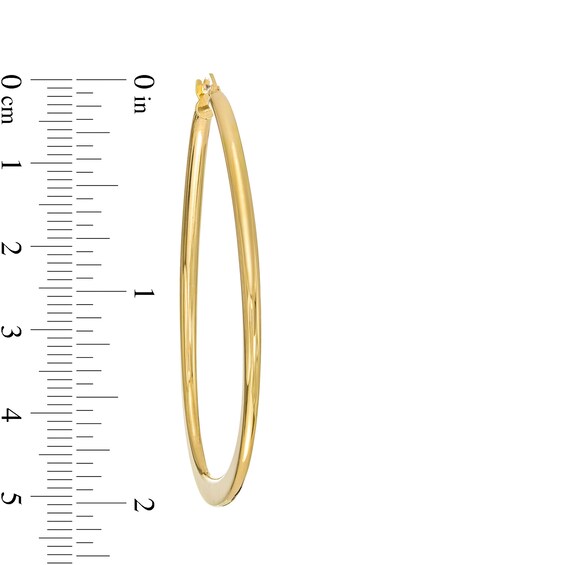 Made in Italy 50.0mm Abstract Tube Hoop Earrings in 14K Gold