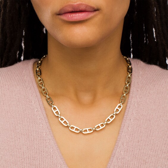 7.0mm Mariner Chain Necklace in Hollow 10K Gold - 18"