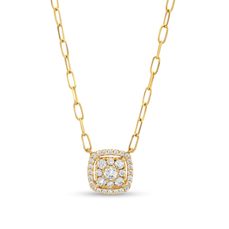 Main Image 1 of 1/3 CT. T.W. Composite Cushion Diamond Necklace in 10K Gold