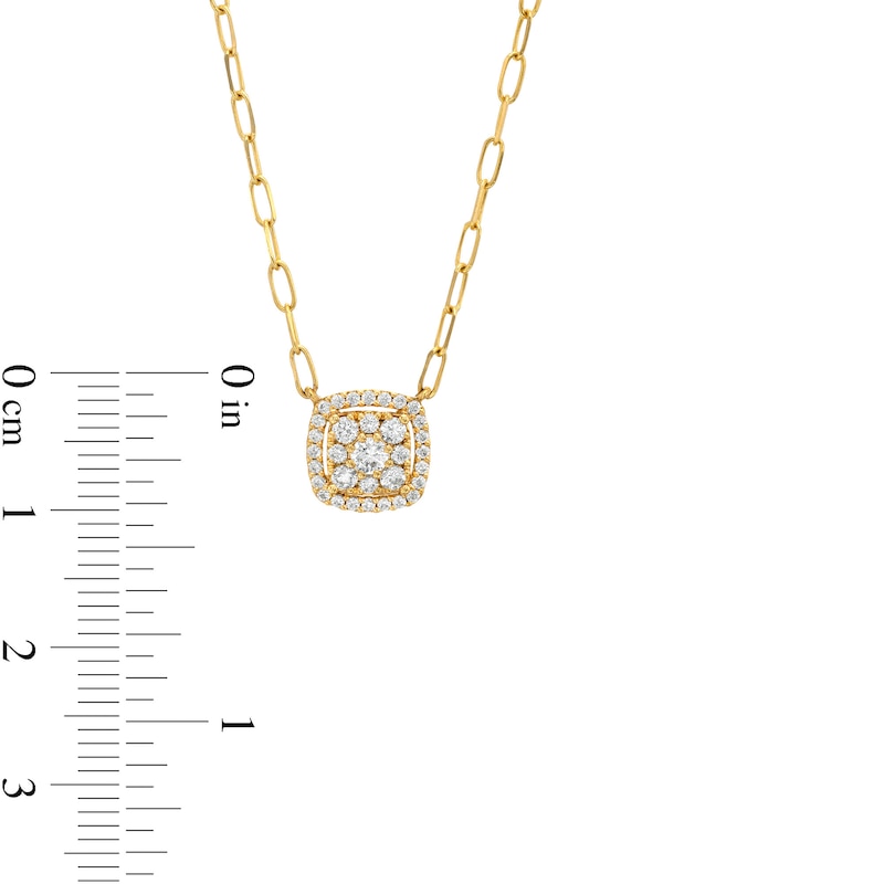 Main Image 3 of 1/3 CT. T.W. Composite Cushion Diamond Necklace in 10K Gold