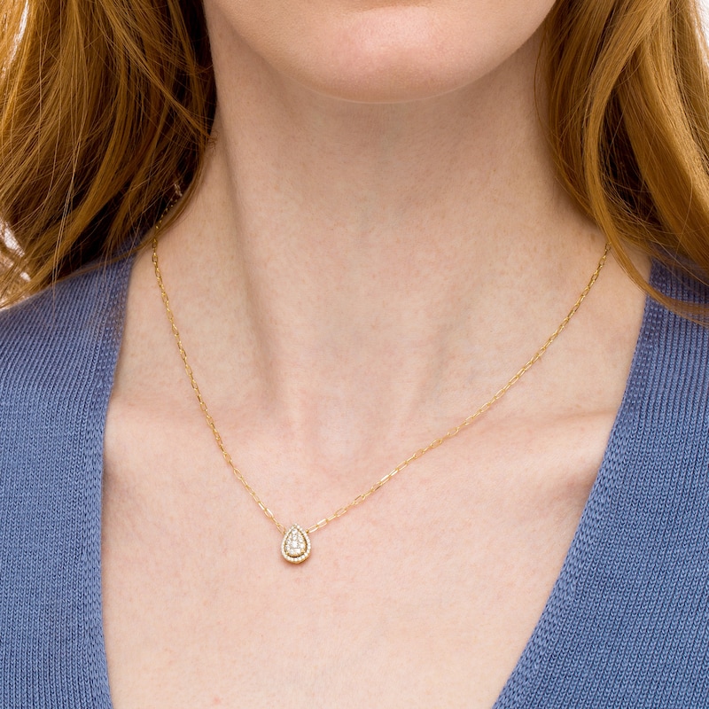 Main Image 2 of 1/3 CT. T.W. Composite Pear Diamond Necklace in 10K Gold