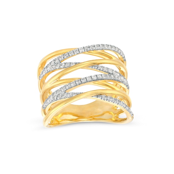 1/2 CT. T.w. Diamond Multi-Row Zig-Zag Ring in 10K Gold