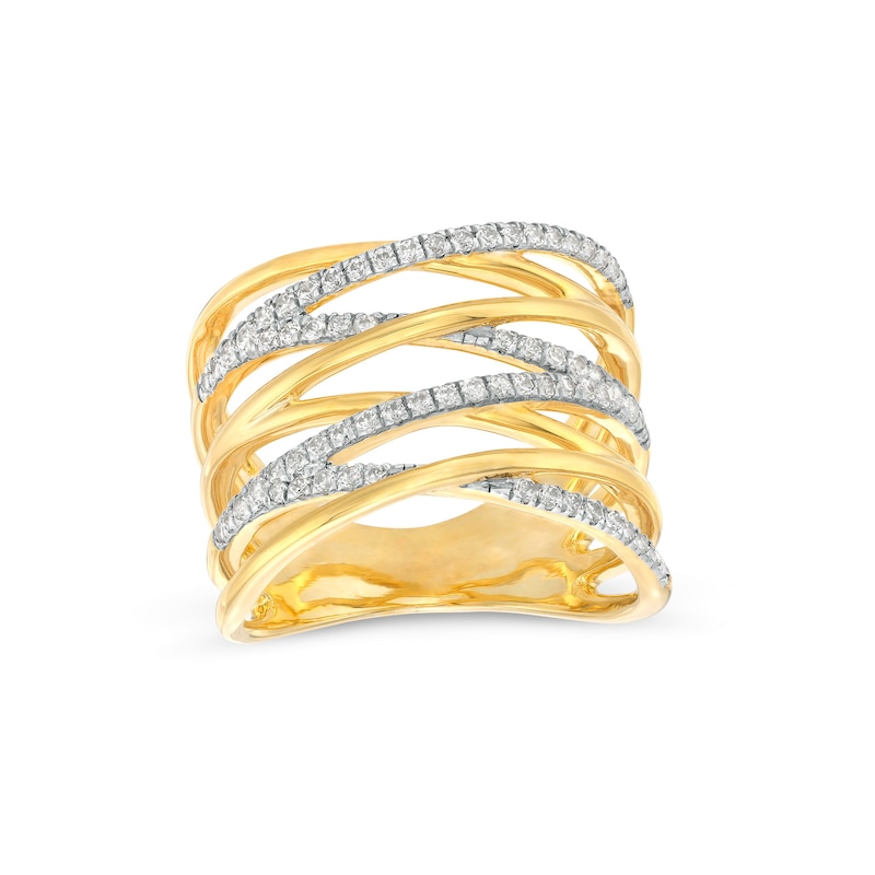 Main Image 1 of 1/2 CT. T.W. Diamond Multi-Row Zig-Zag Ring in 10K Gold