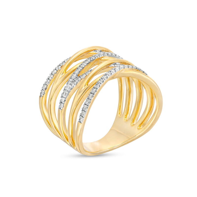 Main Image 3 of 1/2 CT. T.W. Diamond Multi-Row Zig-Zag Ring in 10K Gold