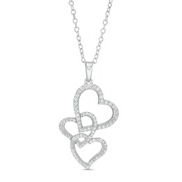 1/3 CT. T.W. Diamond Interlocking Curvy Hearts Pendant in 10K White Gold