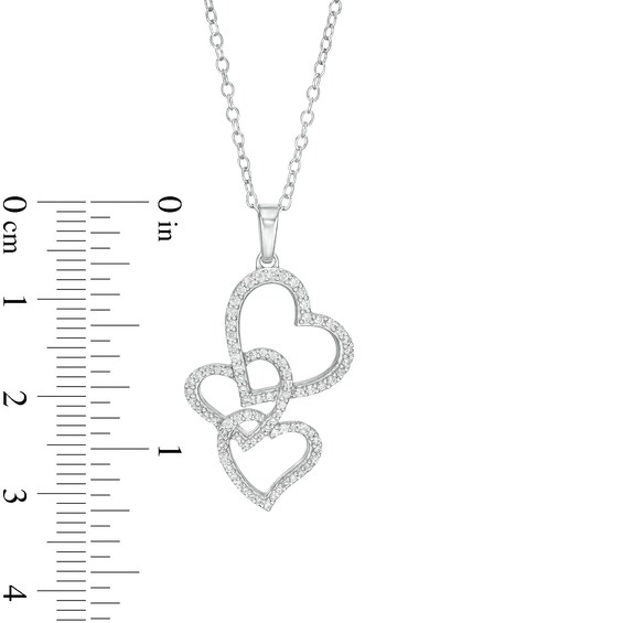 1/3 CT. T.w. Diamond Interlocking Curvy Hearts Pendant in 10K White Gold