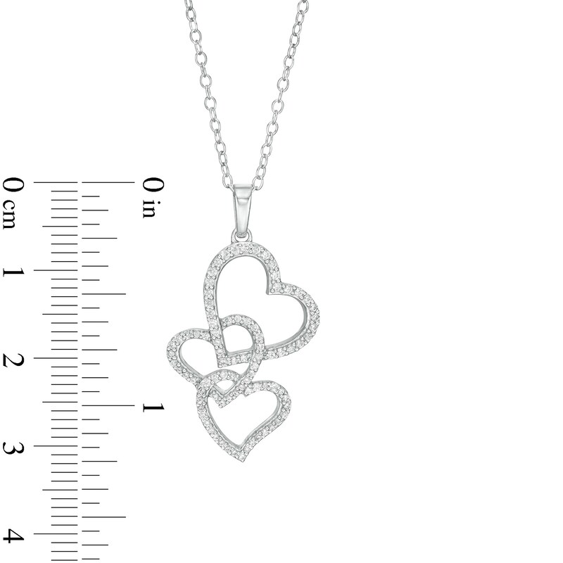 Main Image 3 of 1/3 CT. T.W. Diamond Interlocking Curvy Hearts Pendant in 10K White Gold