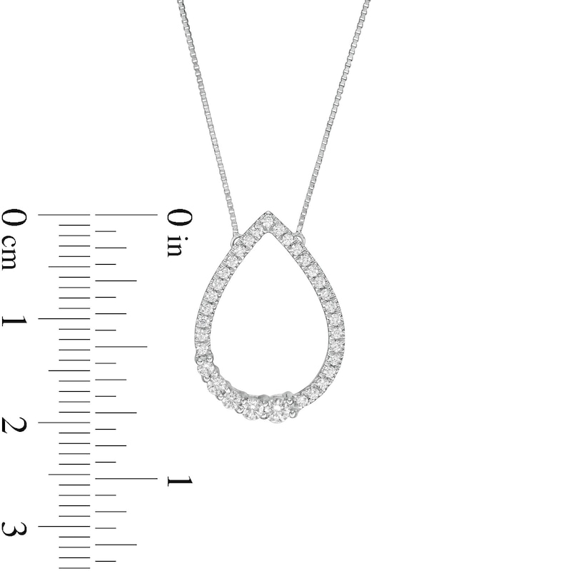 Main Image 2 of Marilyn Monroe™ Collection 1/3 CT. T.W. Journey Diamond Open Teardrop Necklace in 10K White Gold