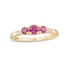 Thumbnail Image 0 of Ruby and Diamond Accent Three Stone Ring in 10K Gold