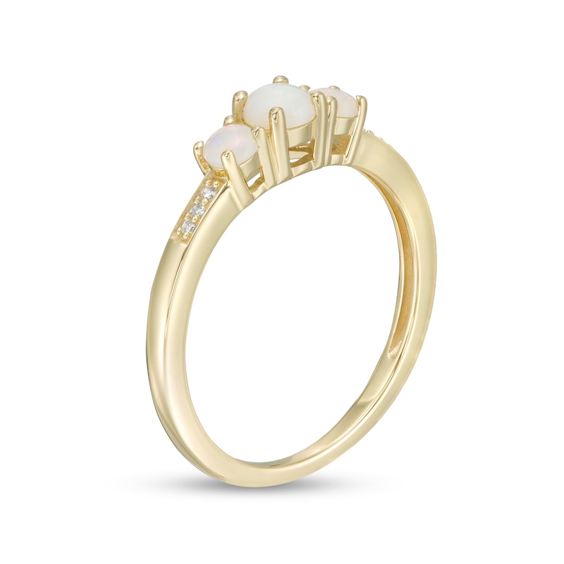 Main Image 3 of Opal and Diamond Accent Three Stone Ring in 10K Gold