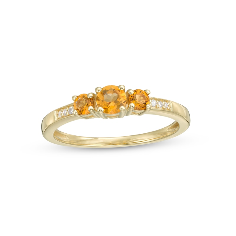 Main Image 1 of Citrine and Diamond Accent Three Stone Ring in 10K Gold