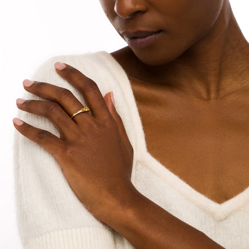 Main Image 2 of Citrine and Diamond Accent Three Stone Ring in 10K Gold