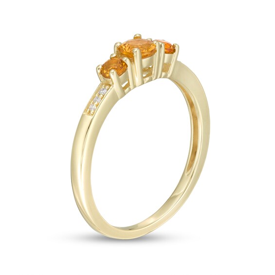 Citrine and Diamond Accent Three Stone Ring in 10K Gold