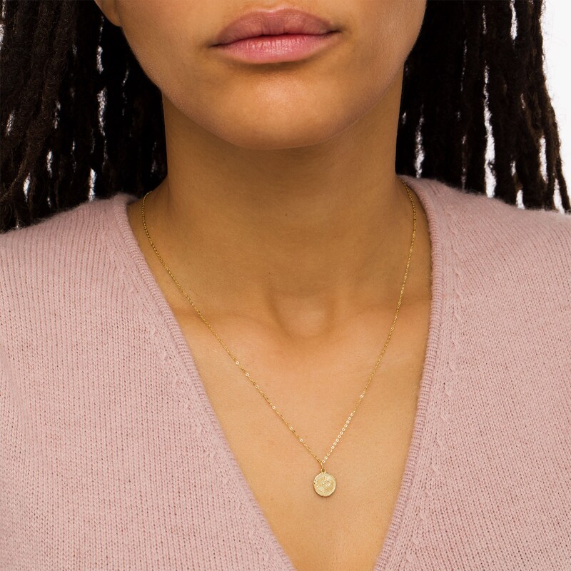 Main Image 2 of Textured Evil Eye Medallion Pendant in 10K Gold