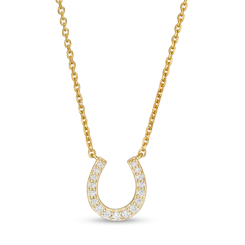 Main Image 1 of 1/10 CT. T.W. Diamond Horseshoe Necklace in 10K Gold