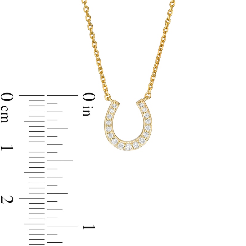 Main Image 3 of 1/10 CT. T.W. Diamond Horseshoe Necklace in 10K Gold