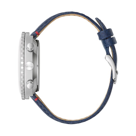 Men's Bulova Archive Series Chronograph C Strap Watch with Blue and White Dial (Model: 96A283)