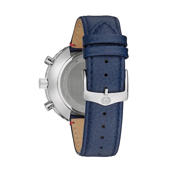 Men's Bulova Archive Series Chronograph C Strap Watch with Blue and White Dial (Model: 96A283)