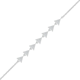 1/8 CT. T.W. Diamond Sideways Triangles Bracelet in Sterling Silver - 7.5"