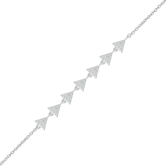 1/8 CT. T.w. Diamond Sideways Triangles Bracelet in Sterling Silver - 7.5"