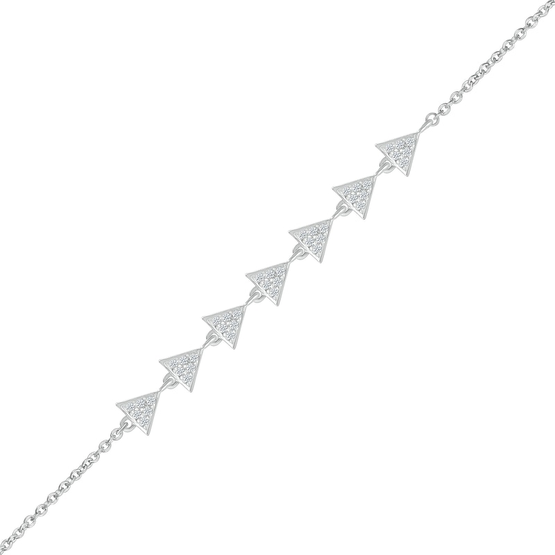 Main Image 1 of 1/8 CT. T.W. Diamond Sideways Triangles Bracelet in Sterling Silver - 7.5"