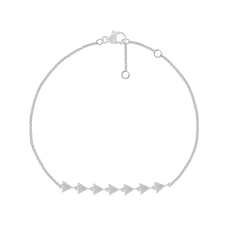 Main Image 2 of 1/8 CT. T.W. Diamond Sideways Triangles Bracelet in Sterling Silver - 7.5"