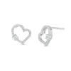 Thumbnail Image 1 of 1/4 CT. T.W. Diamond Curvy Heart Stud Earrings in 10K White Gold